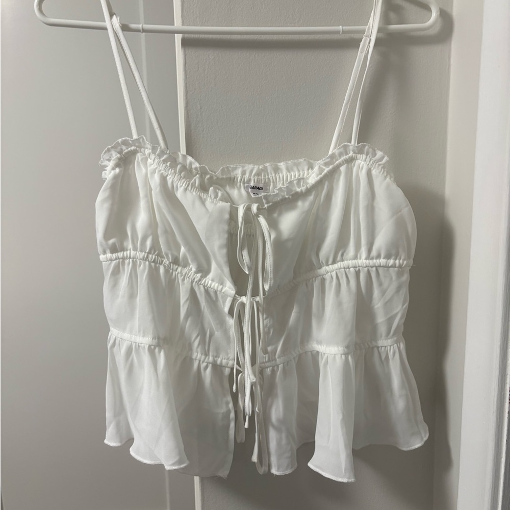Garage White Tie-Front Camisole
